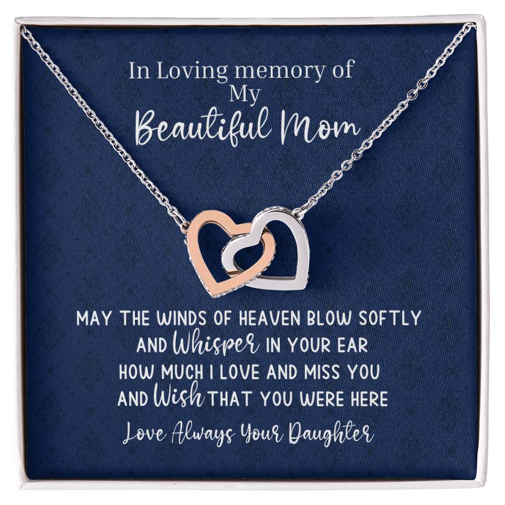 Mom Remembrance - 2 Hearts Necklace - Love Daughter Interlocking Hearts Necklace