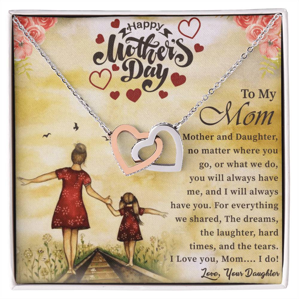 Mothers Day Gift For Mom Interlocking Hearts Necklace