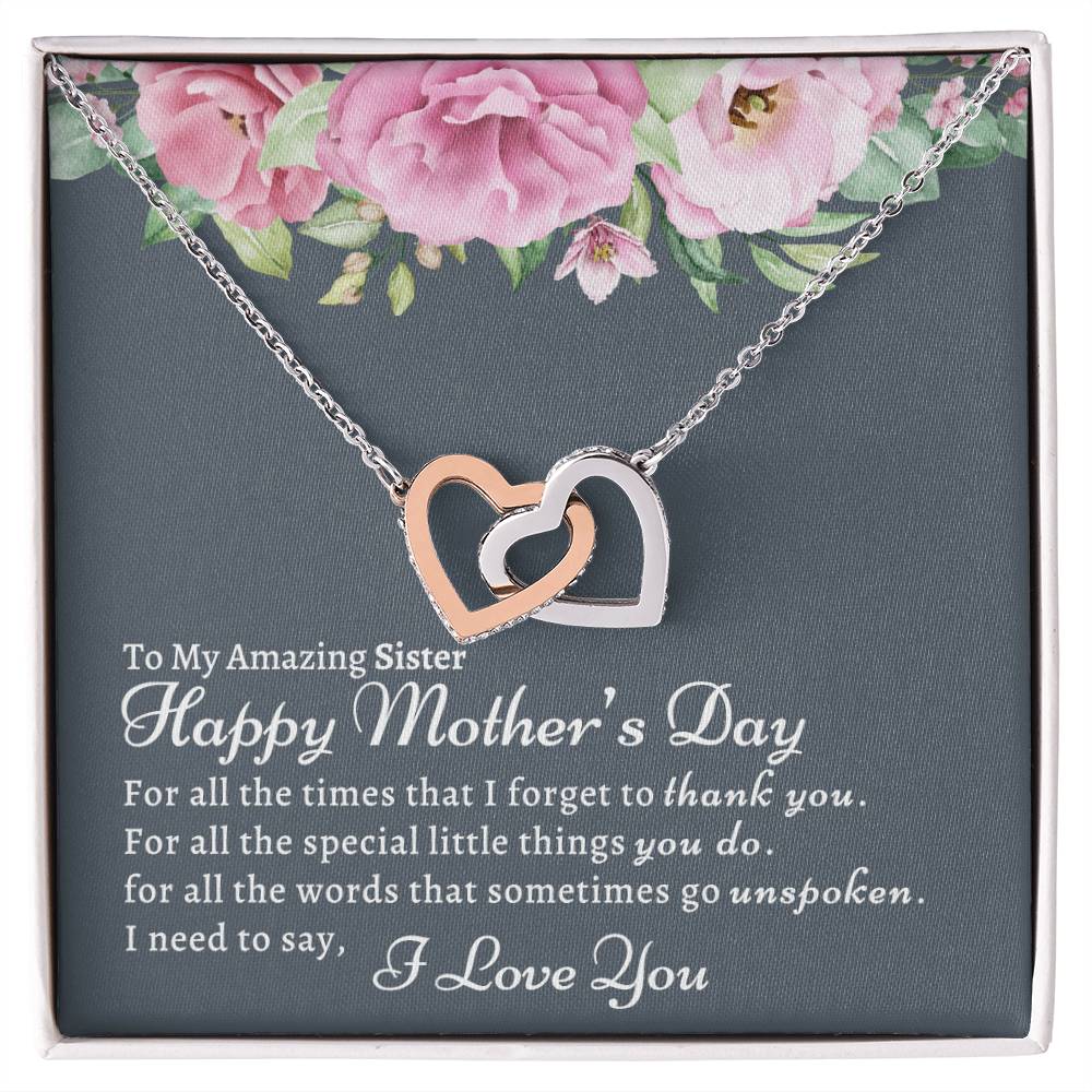 To My Amazing Sister Necklace Interlocking Hearts Necklace