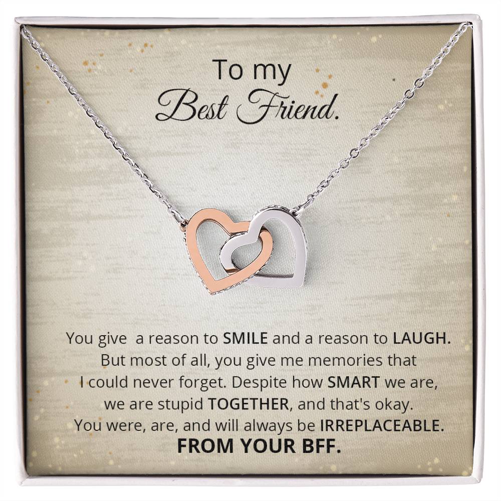 Best Friend - Reason To Smile Necklace Interlocking Hearts Necklace