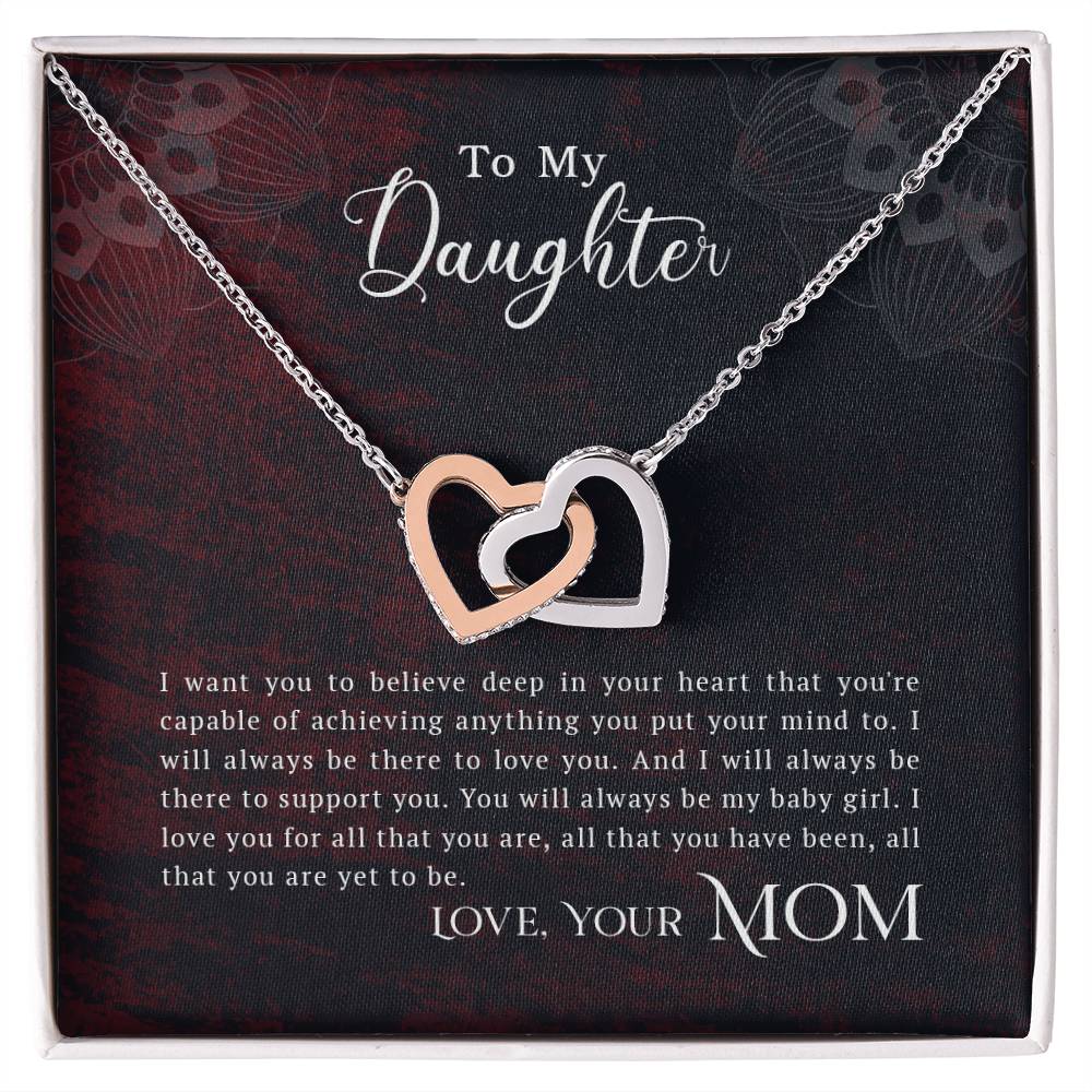 Collection Daughter - You Are Capable Of Achieving Anything Interlocking Hearts Necklace