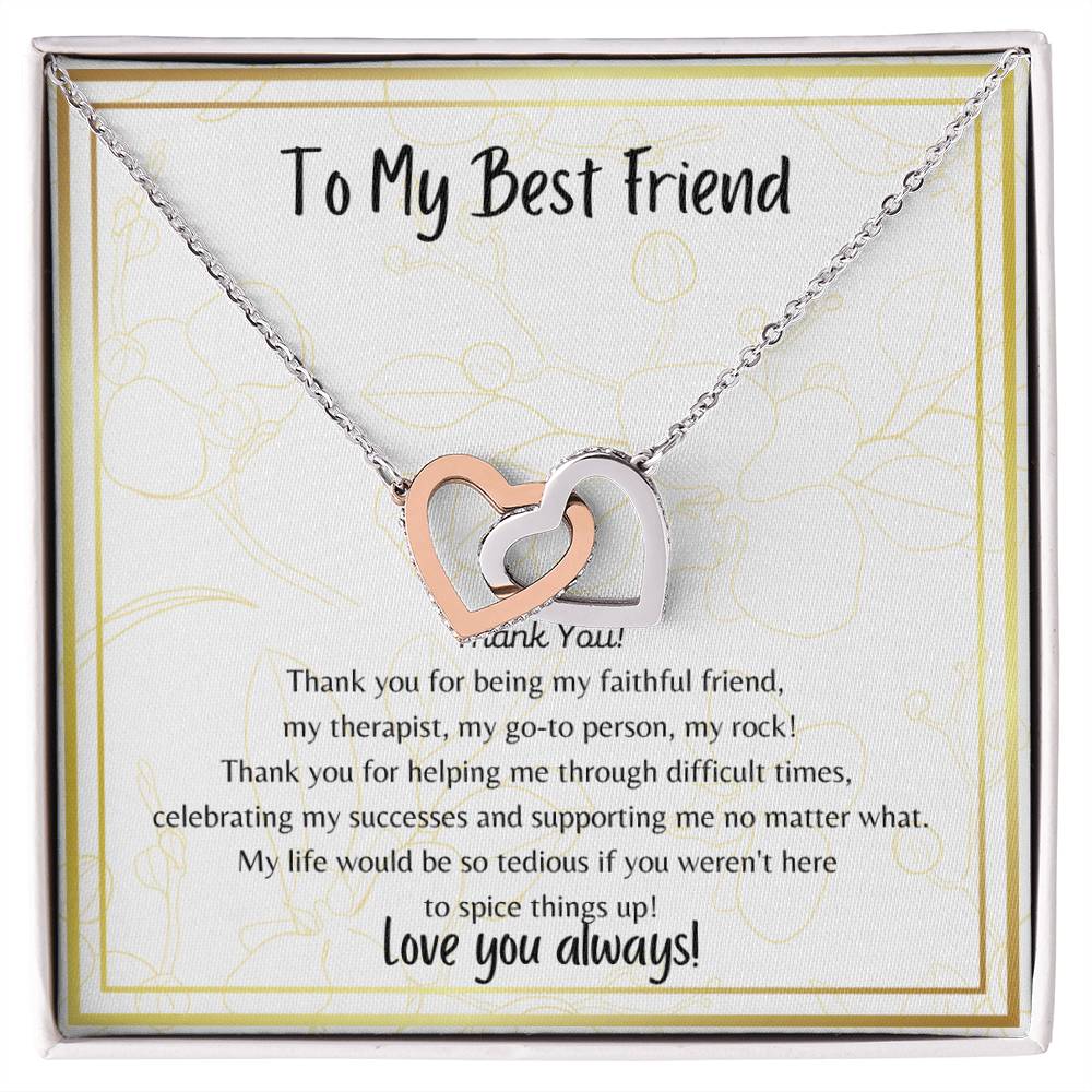To My Best Friend Interlocking Hearts Necklace