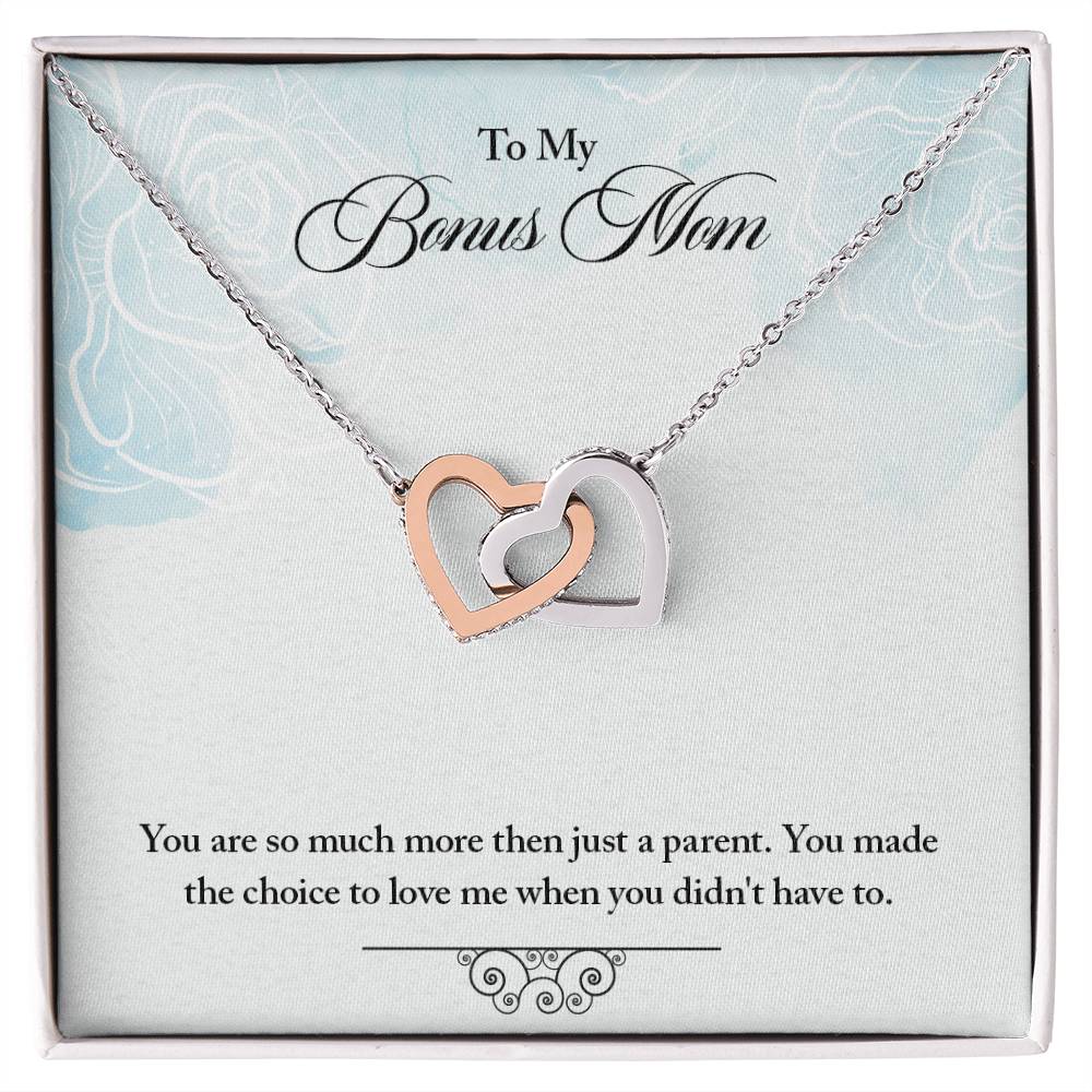 To My Bonus Mom Interlocking Hearts Necklace
