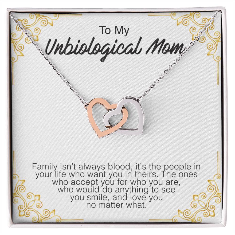 To My Unbiological Mom - Interlocking Hearts Premium Lovecube Interlocking Hearts Necklace