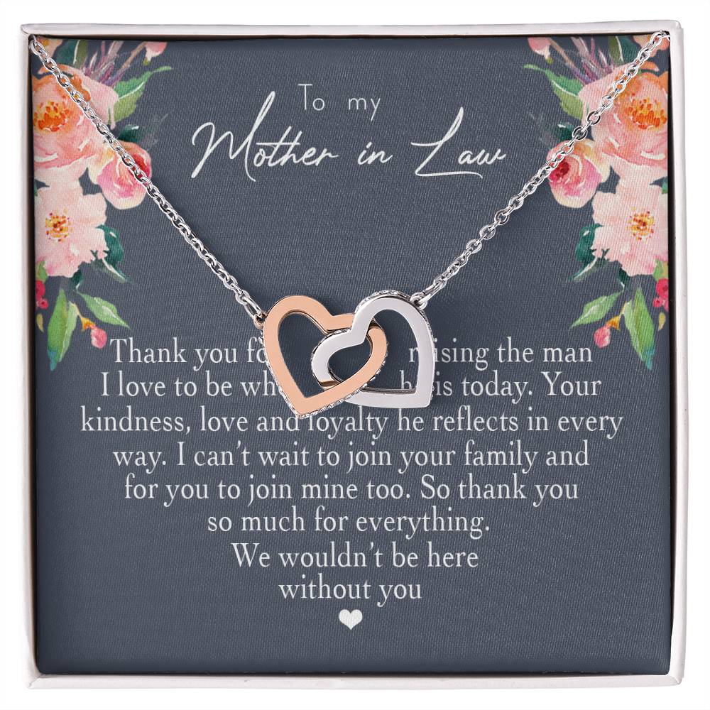 To My Mother In Law Thank You For Raising The Man I Love Heart Necklace Interlocking Hearts Necklace