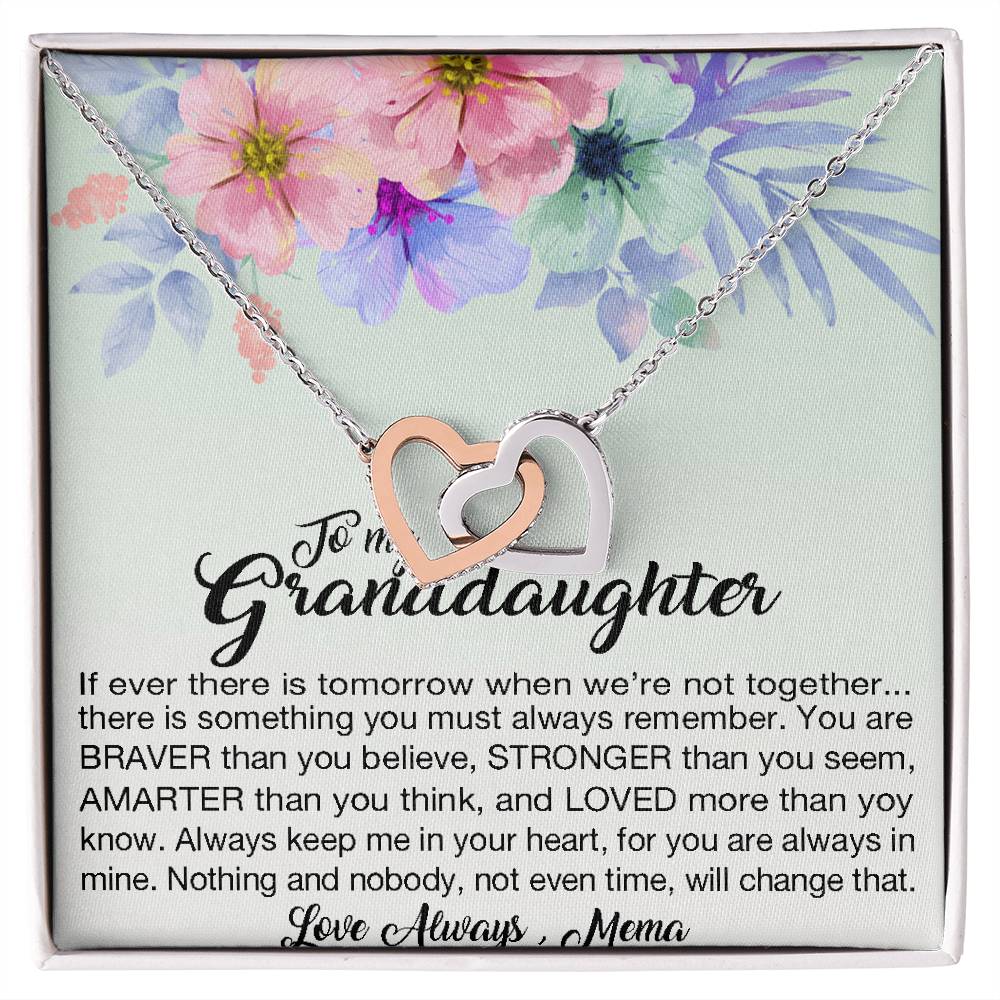 To My Granddaughter Love Always Mema Interlocking Hearts Necklace