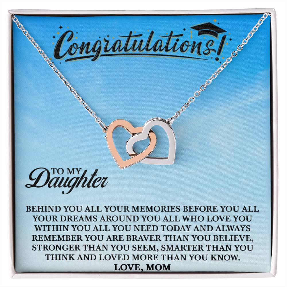 To My Daughter - You Are Loved More Than You Know - Necklace Interlocking Hearts Necklace