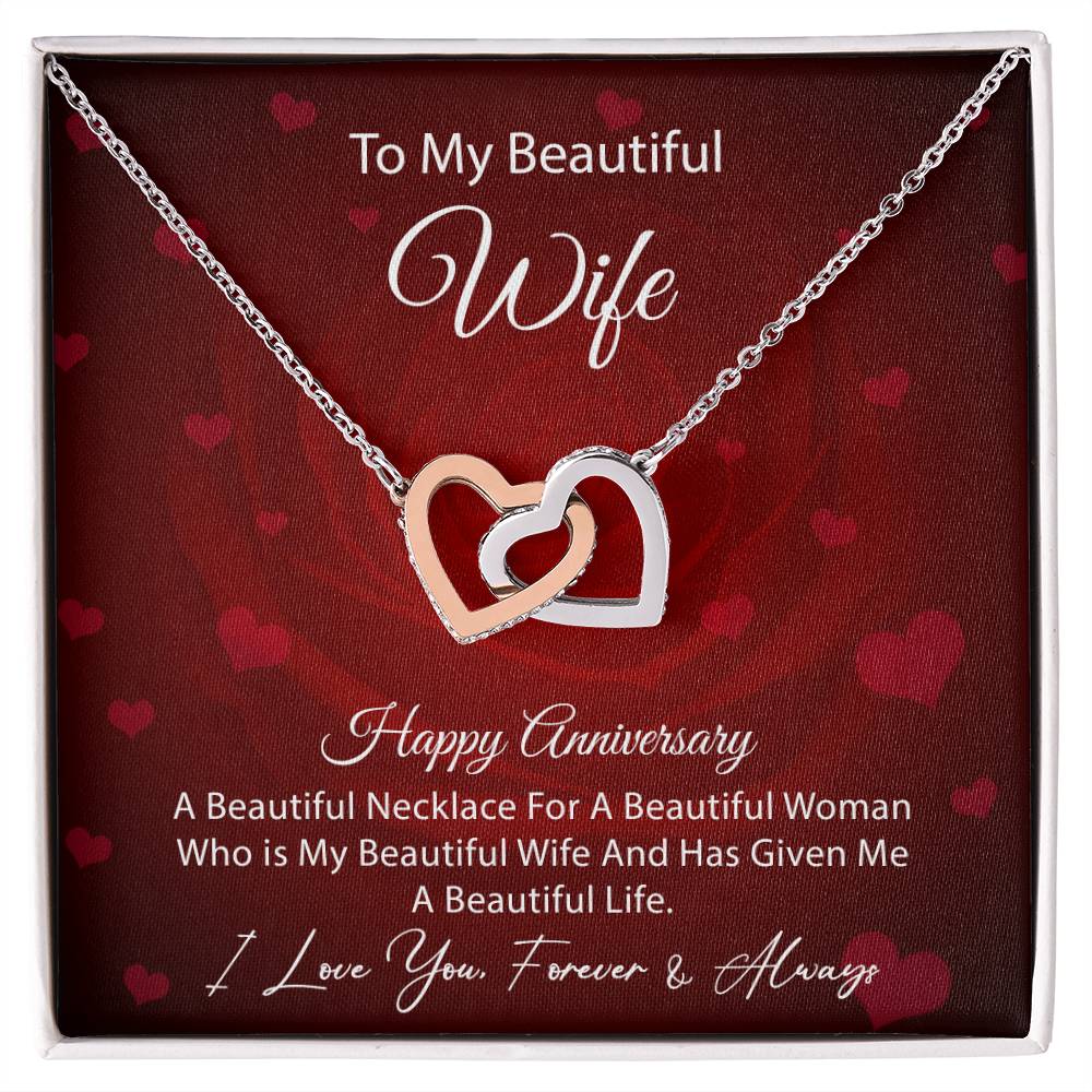 Anniversary Gift For Wife Interlocking Hearts Necklace