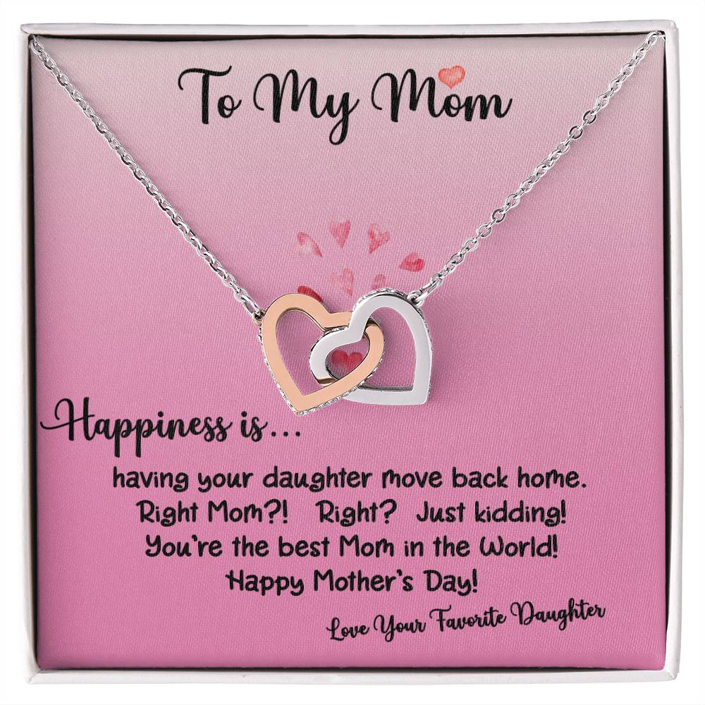To My Mom Happiness Is Daughter Ilh Necklace Interlocking Hearts Necklace
