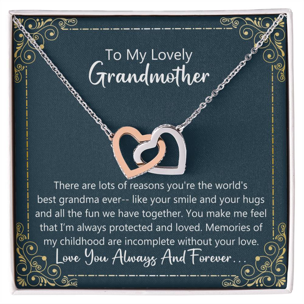 Grandmother Gift - My Childhood Is Incomplete Without You Necklace Interlocking Hearts Necklace