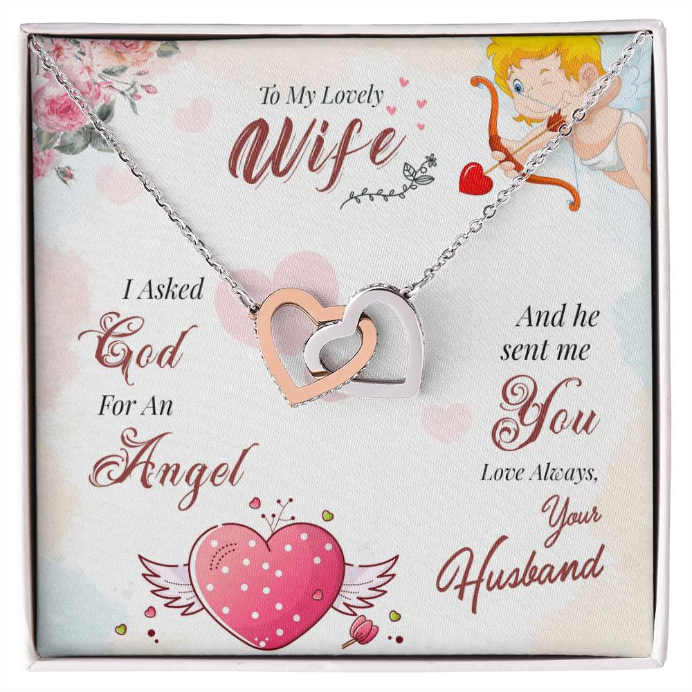 To My Lovely Wife - Love Always Your Husband - Interlocking Hearts Necklace
