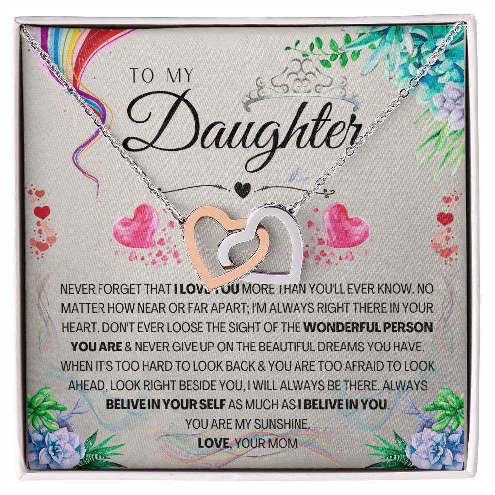 My Daughter - I Love You More Than You'Ll Ever Know Interlocking Hearts Necklace