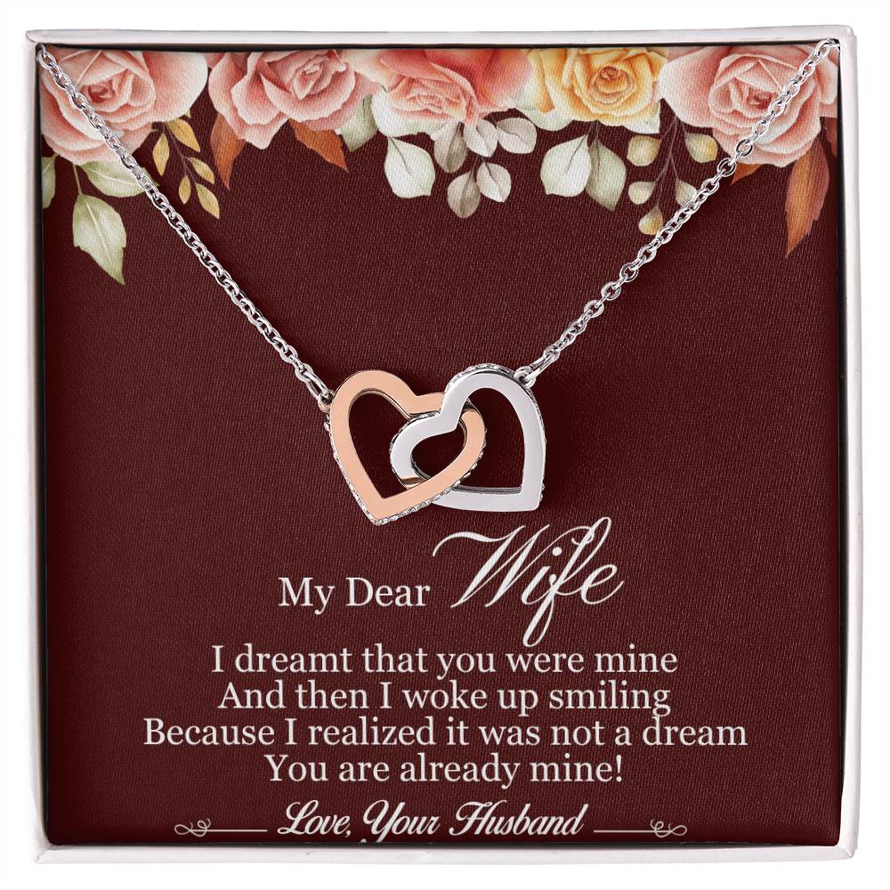 My Dear Wife Interlocking Hearts Necklace Message Card