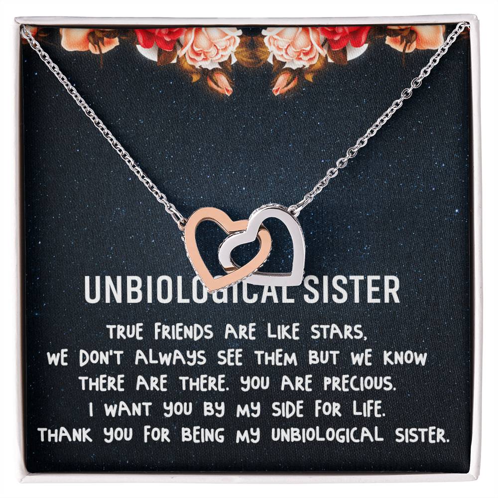 Unbiological Sister Necklace Soul Sister Best Friend Gift Step Sister Gift Interlocking Hearts Necklace