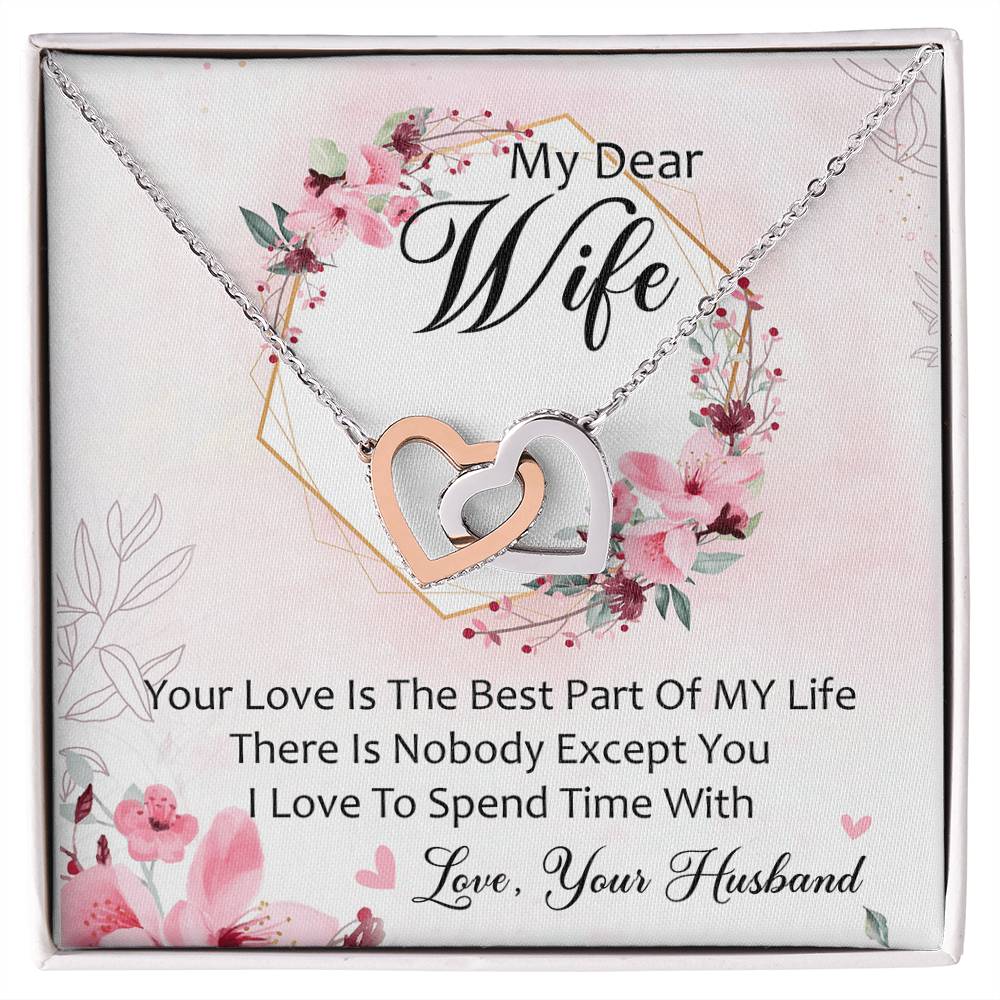 My Dear Wife I Love To Spend Time With You Interlocking Hearts Necklace