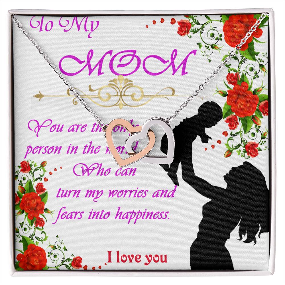Greeting Card For Lovely Mother Interlocking Hearts Necklace