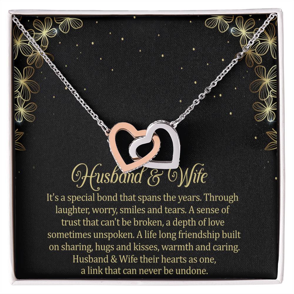 Husband & Wife Interlocking Hearts Necklace Message Card
