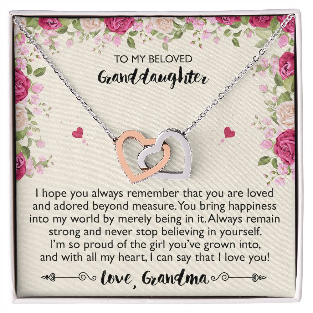 To My Beloved Granddaughter - Interlocking Heart Necklace From Grandma Interlocking Hearts Necklace