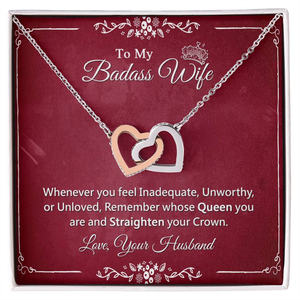 Awesome Gift For Badass Wife - Interlock Heart Necklace Interlocking Hearts Necklace