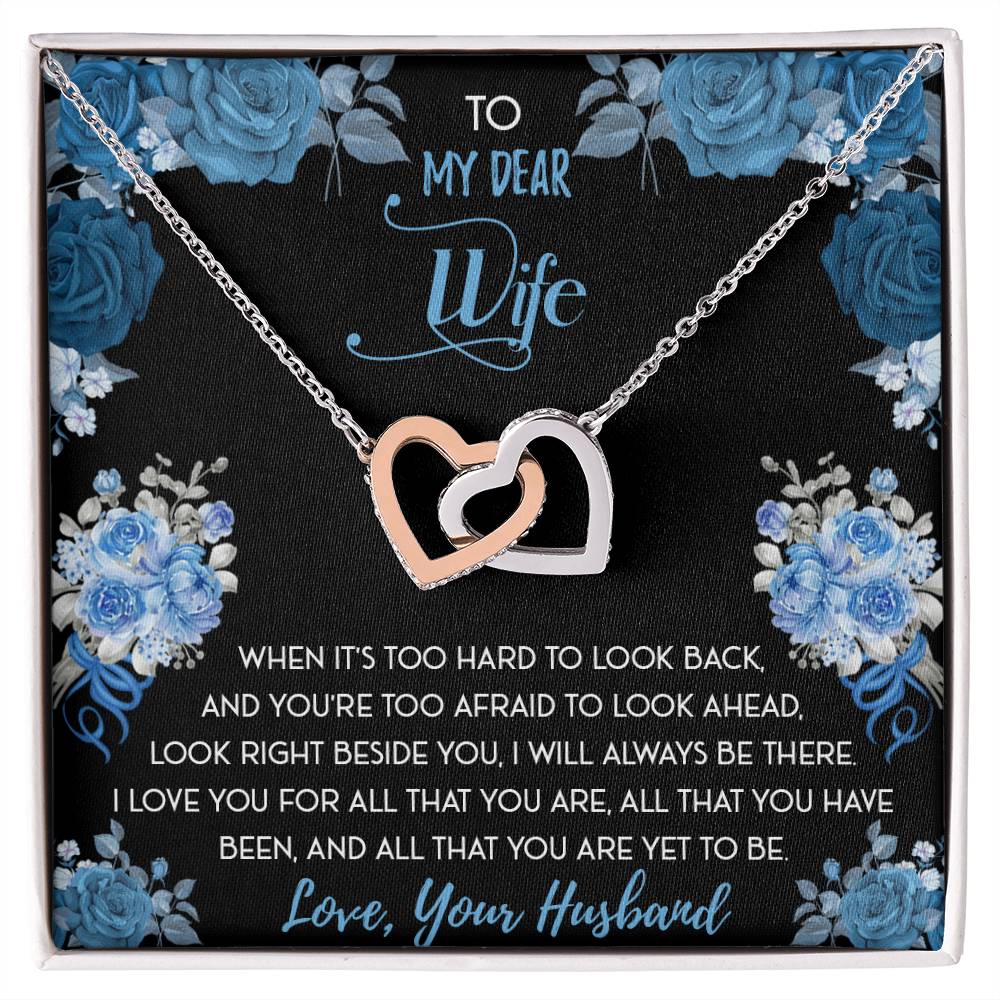 To My Dear Wife Interlocking Hearts Necklace