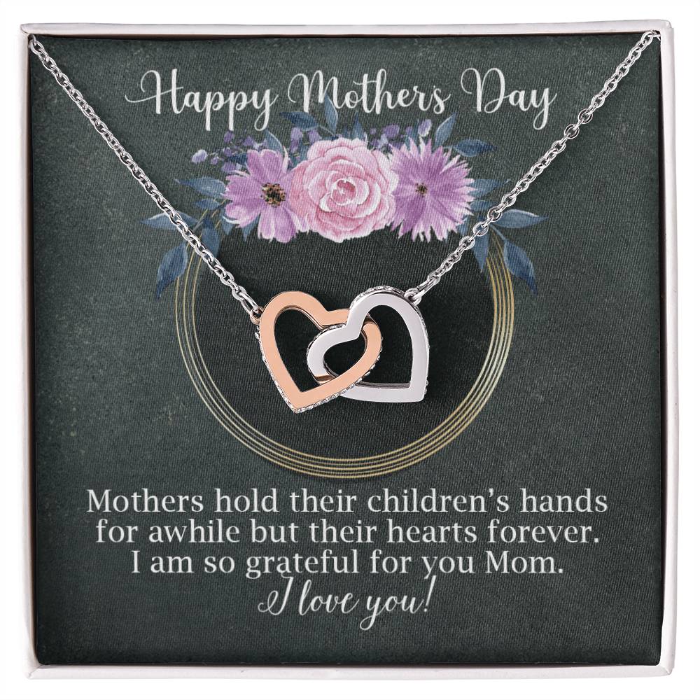 Interlocking Hearts Necklace For Mom Black And Floral For Mother&#39;S Day