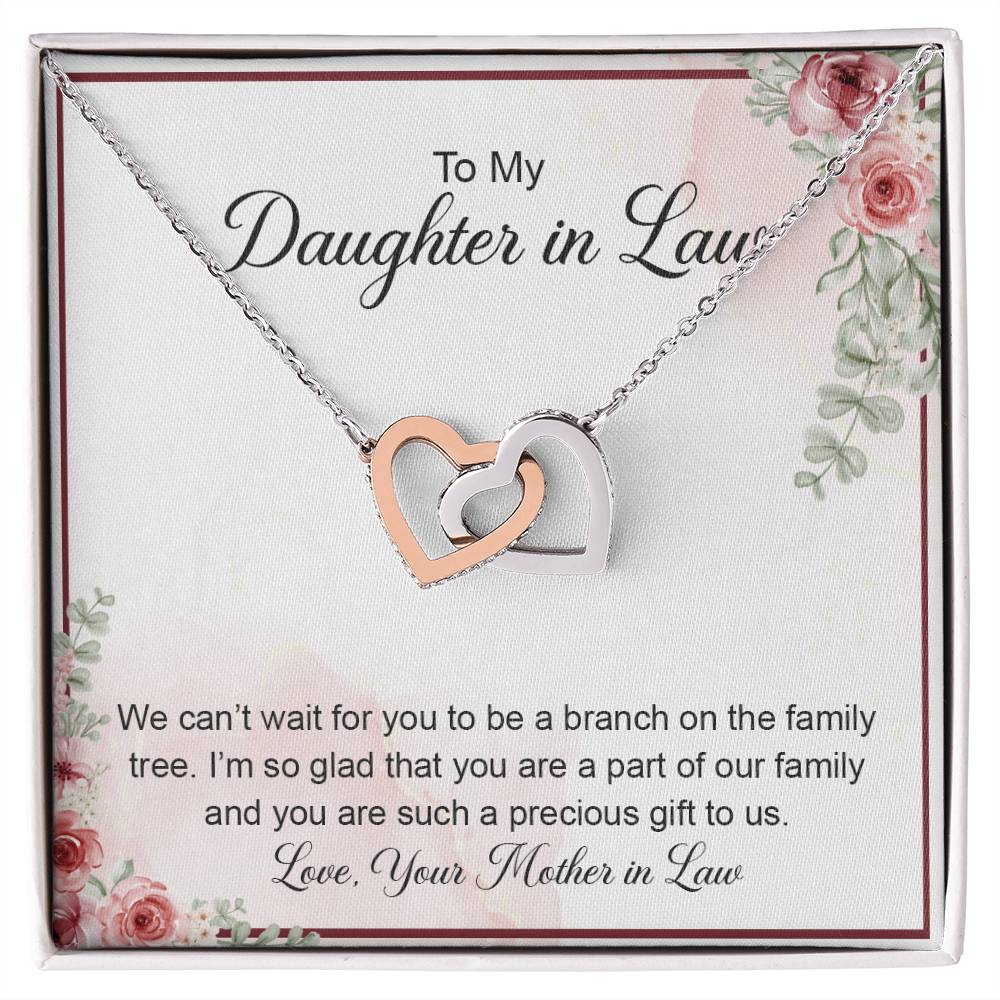 To My Crazy Daughter In Law - Mother Love For Daughter - Forever Relation Interlocking Hearts Necklace