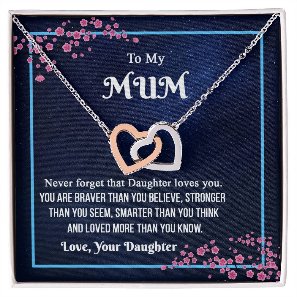 To My Mum- Mother'S Day Interlocking Necklace Interlocking Hearts Necklace