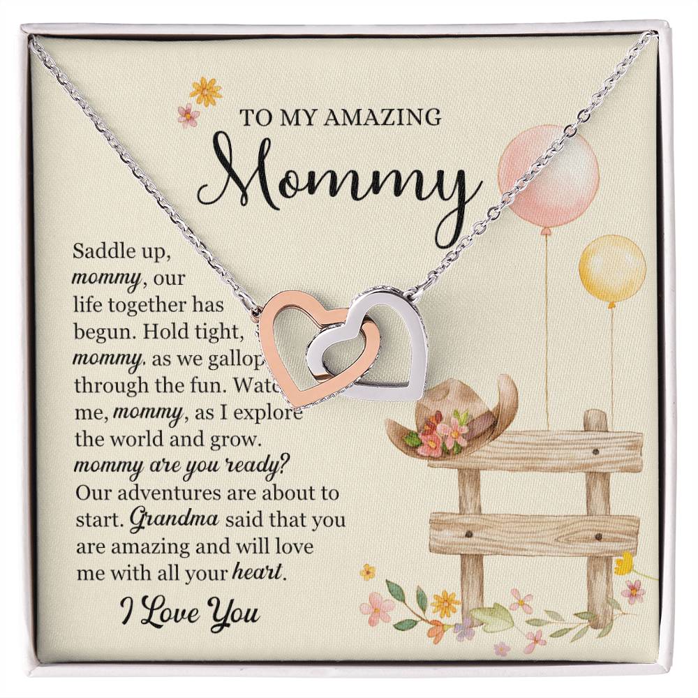 Saddle Up Amazing Mommy Necklace Interlocking Hearts Necklace