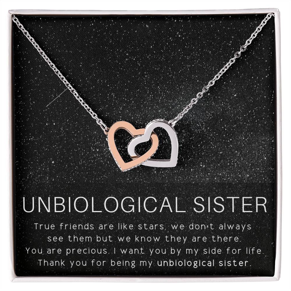 Unbiological Sister Necklace Soul Sister Sorority Sister Sister In Law Necklace Interlocking Hearts Necklace