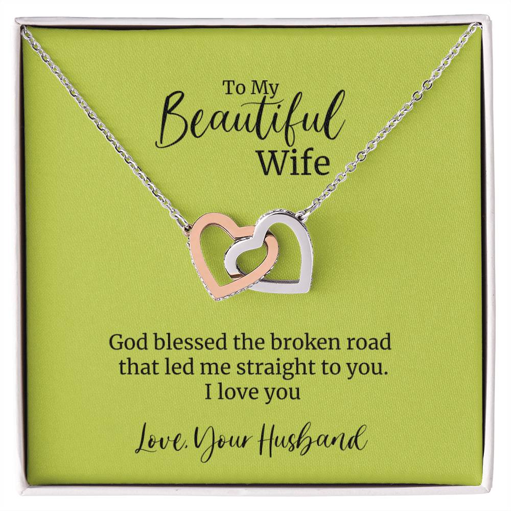 God Blessed The Broken Road To You Interlocking Hearts Necklace