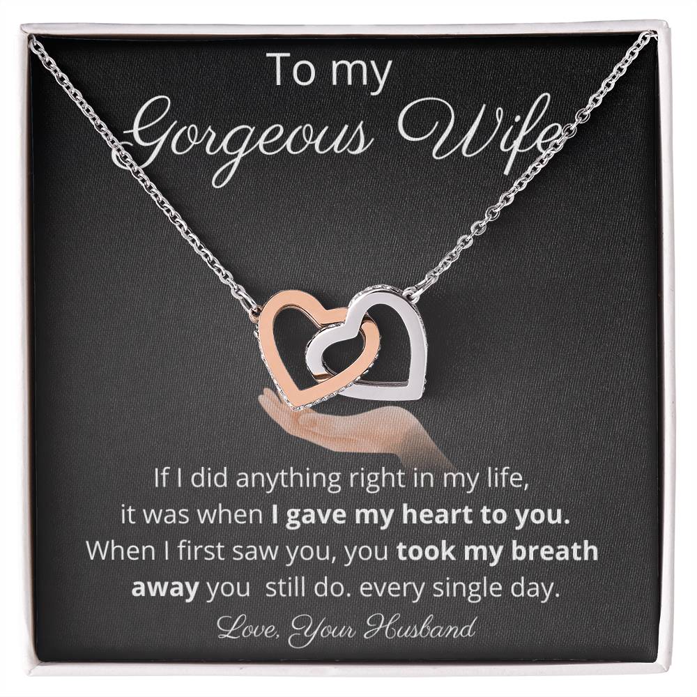 I Gave My Heart To My Gorgeous Wife - Two Hearts Necklace Interlocking Hearts Necklace
