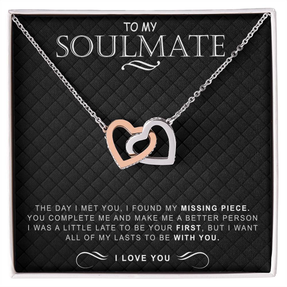 To My Soulmate Necklace Necklace For Soulmate Interlocking Hearts Necklace