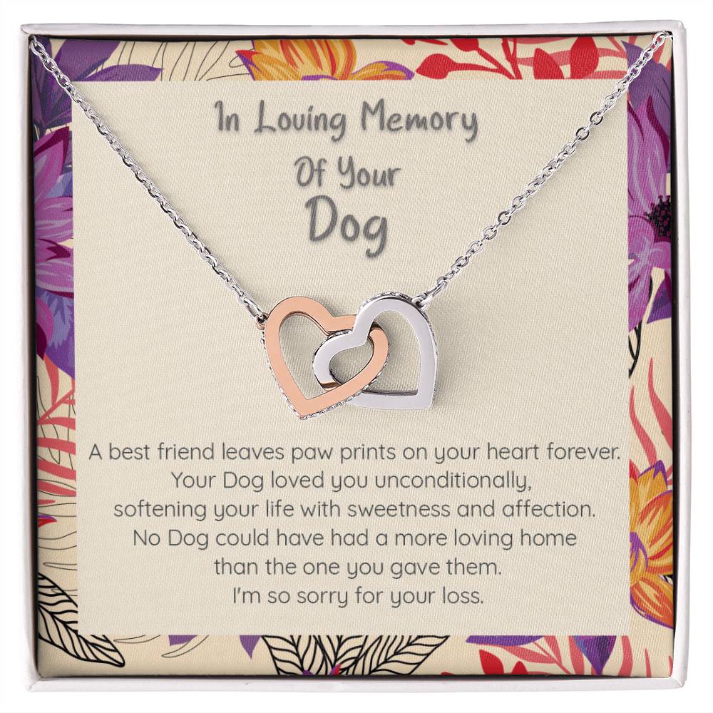 Loss Of Dog Loving Memory Of Your Best Friend - Connected Hearts Necklace Interlocking Hearts Necklace