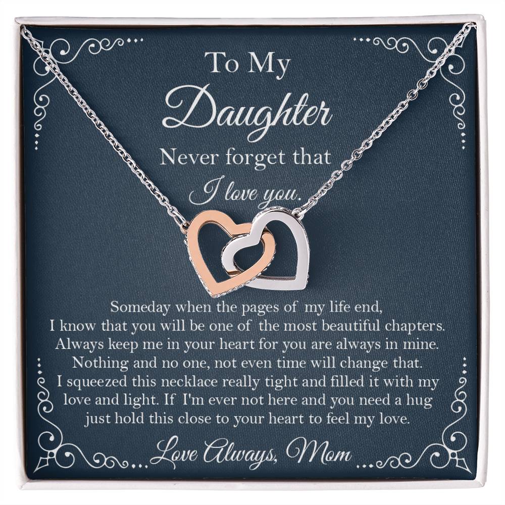 To My Daughter Necklace - You Are The Most Beautiful Chapters Gift For Daughter From Mom Daughter Birthday Graduation Gift Interlocking Hearts Necklace