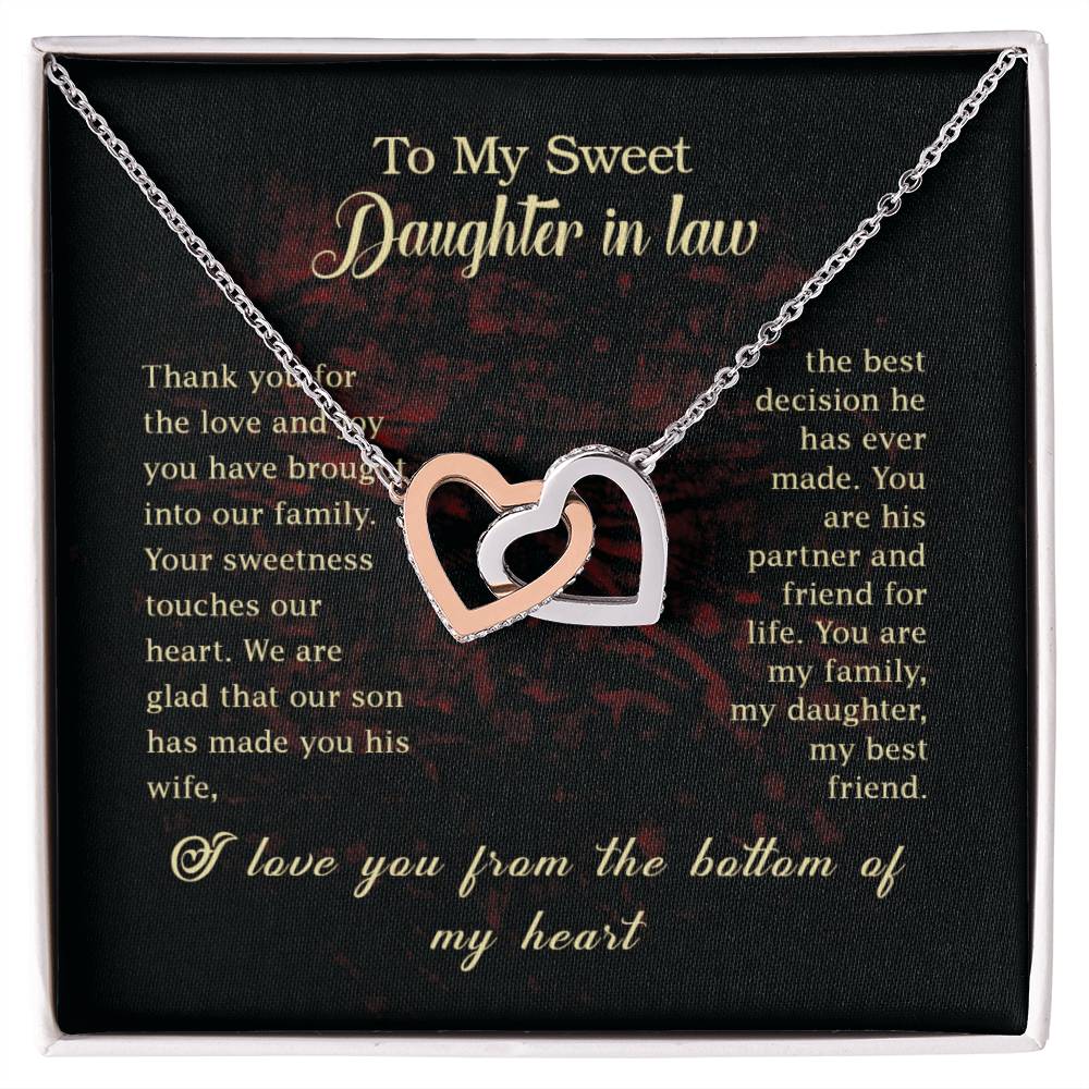 Heart Interlocked Daughter In Law Gift Interlocking Hearts Necklace