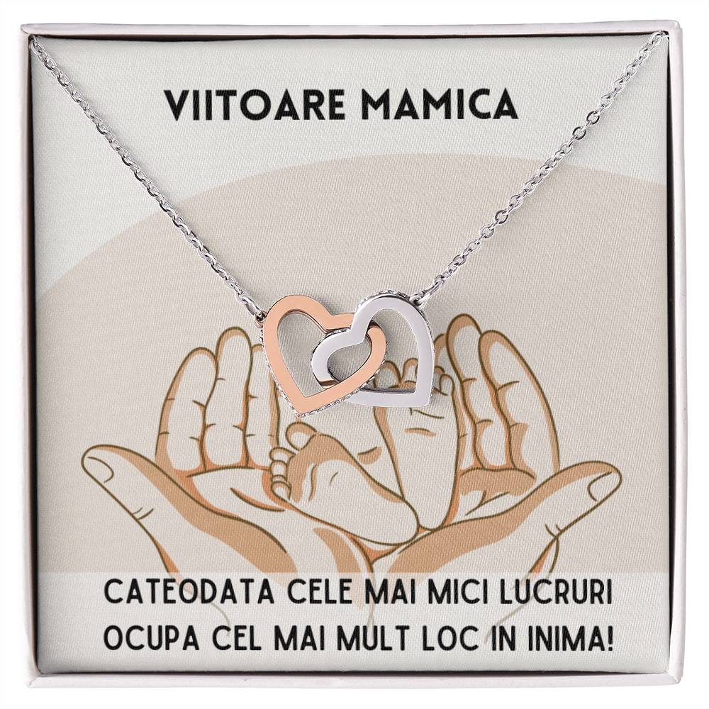 Colier Inimi Conectate Pentru Viitoare Mamica Interlocking Hearts Necklace