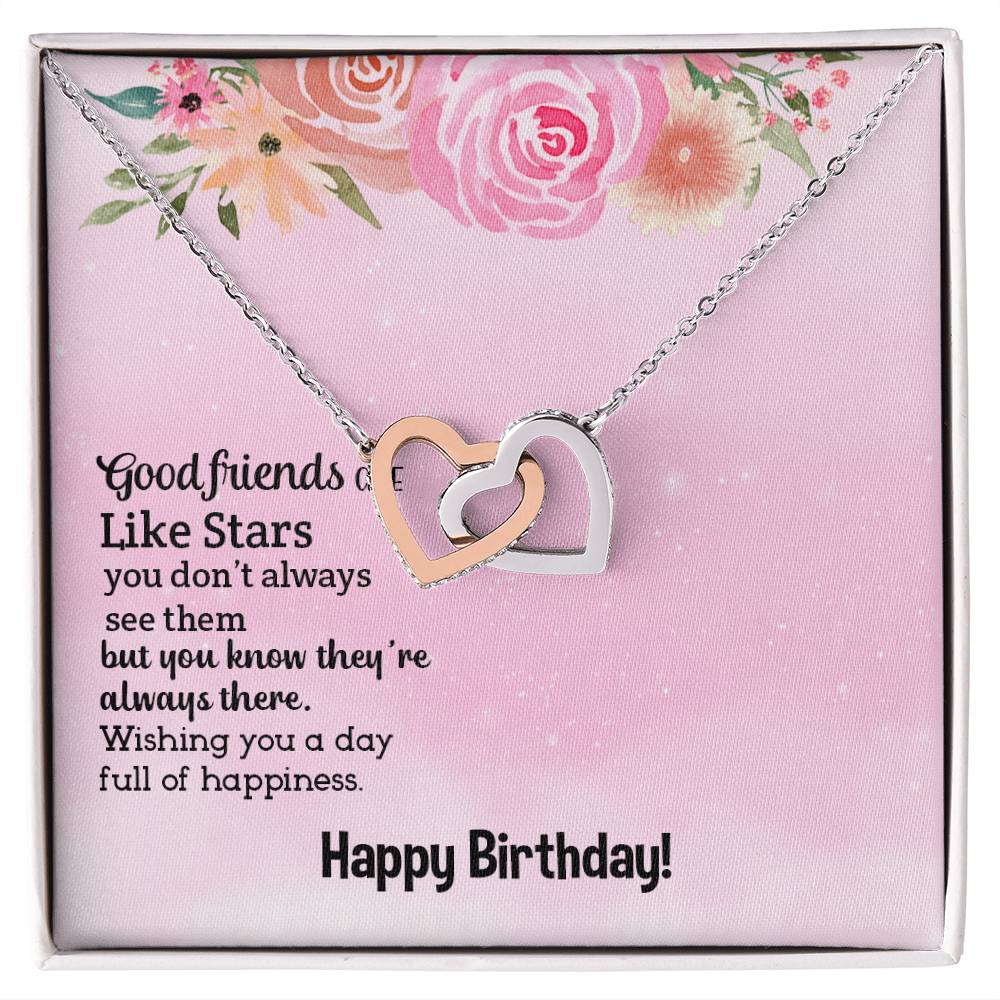 Good Friends Are Like Stars - Birthday Gift For Friend - Interlocking Hearts Necklace