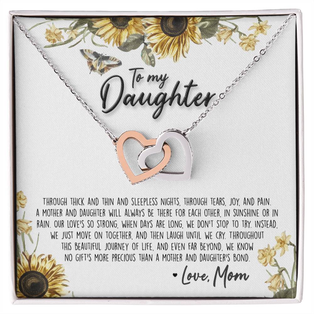 A Mother &amp; Daughter&#39;S Bond - Necklace With Message Card Interlocking Hearts Necklace