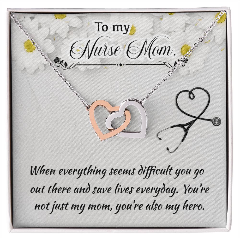 Nurse Mom Mother&#39;S Day Interlocking Hearts Necklace
