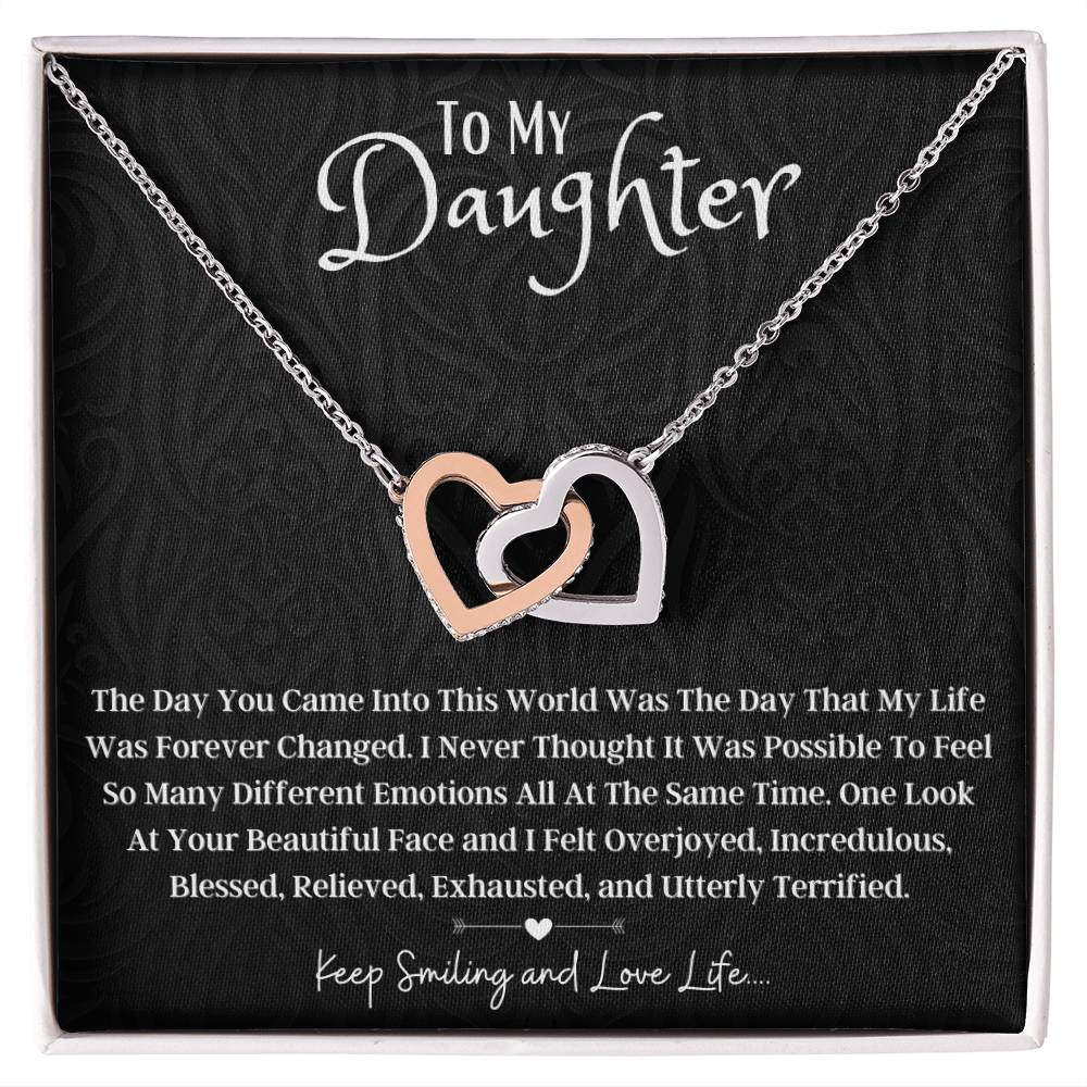 To My Beautiful Daughter Interlocking Hearts Necklace