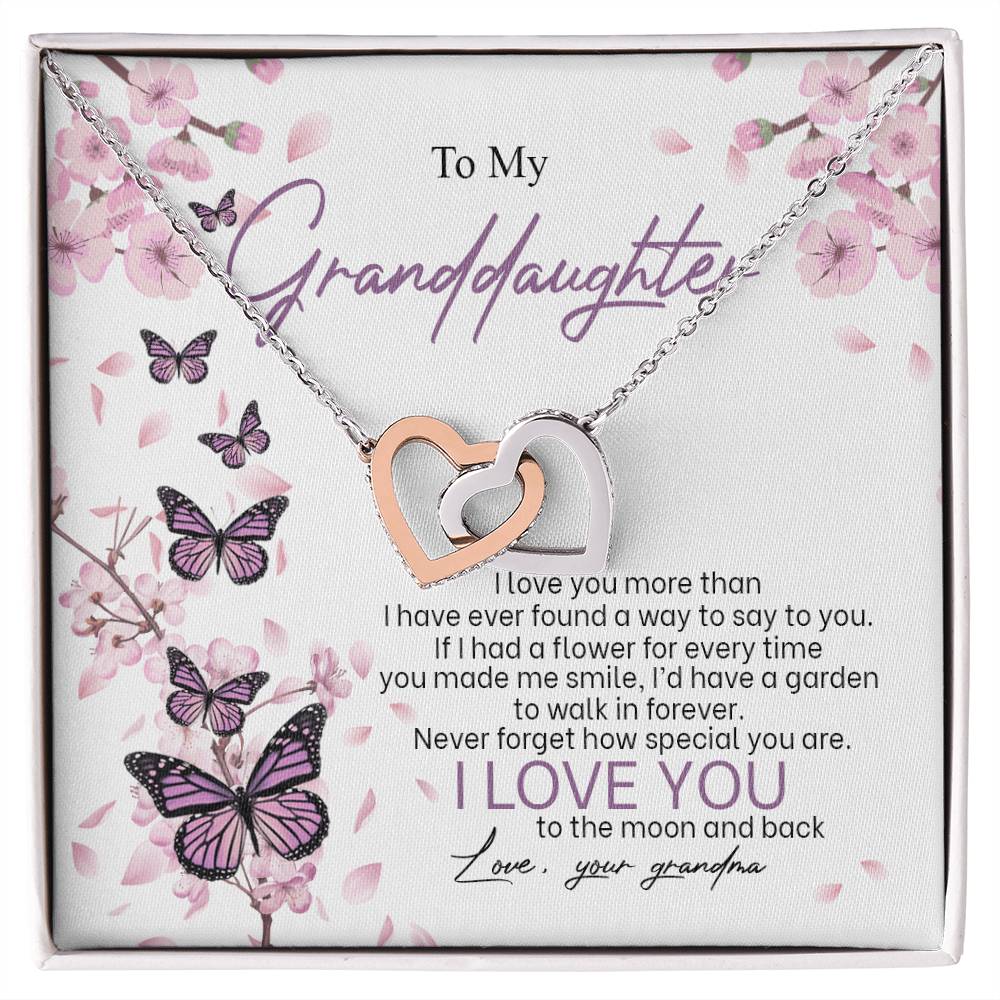 I Love You The Most - Best Gift For Granddaughter Interlocking Hearts Necklace