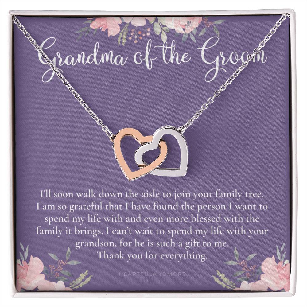 Grandmother Of The Groom Gift Necklace Grandma Wedding Gift Nana Bridal Shower Rehearsal Dinner Thank You Gift Interlocking Hearts Necklace