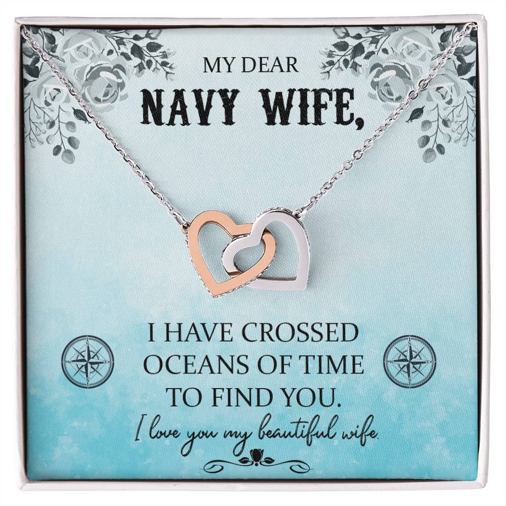 Navy Wife Gift Military Wife Heart Necklace Gift Navy Wife Mothers Day Gift Deployment Gift Deploy Gift Navy Wife Necklace Unique Gifts Interlocking Hearts Necklace