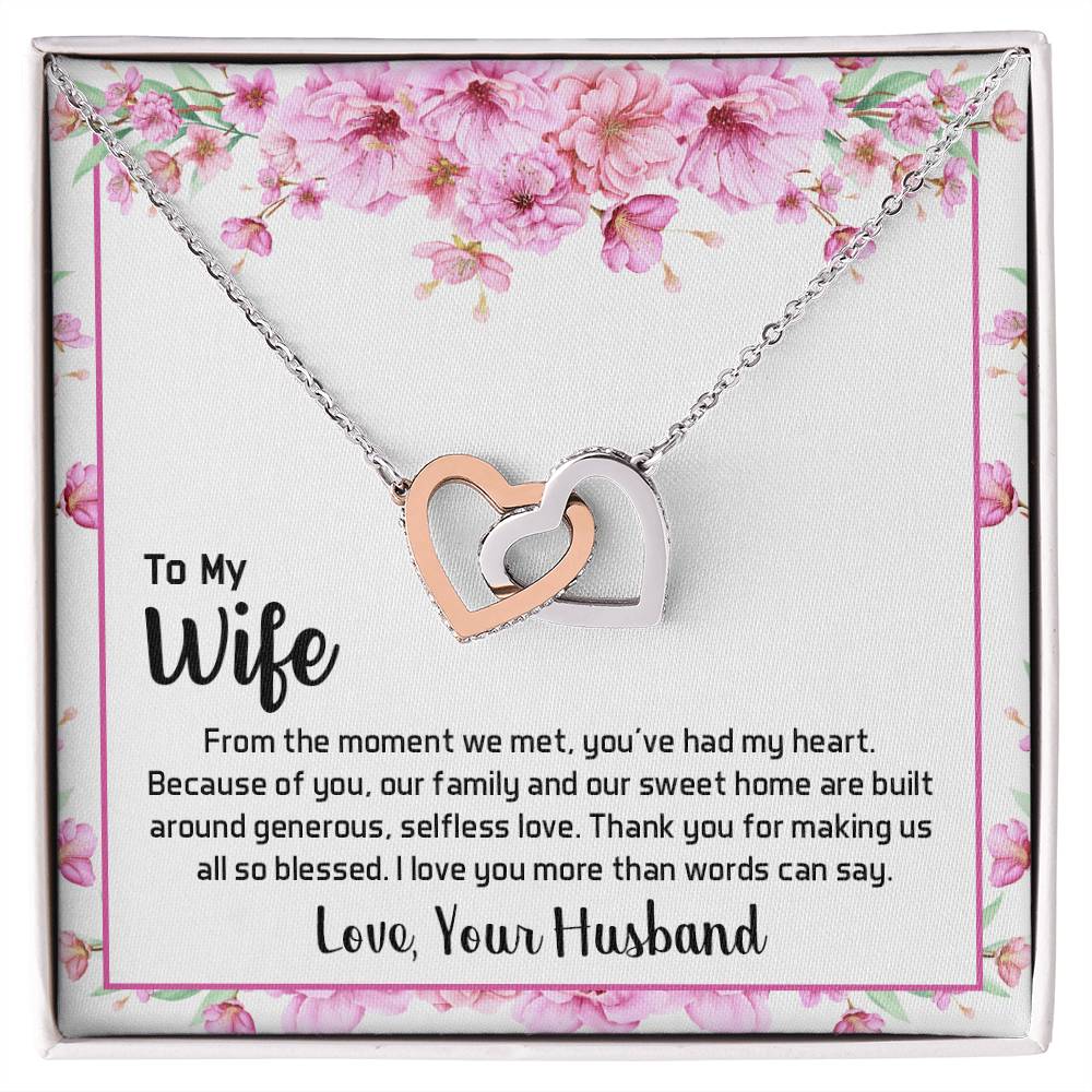 Interlocking Hearts Necklace To My Wife From The Moment We Met