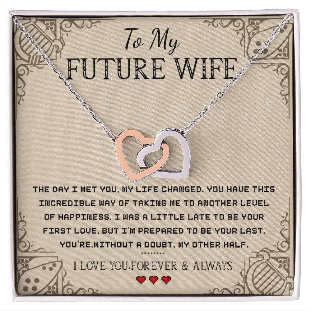 To My Future Wife - I Love You Interlocking Hearts Necklace