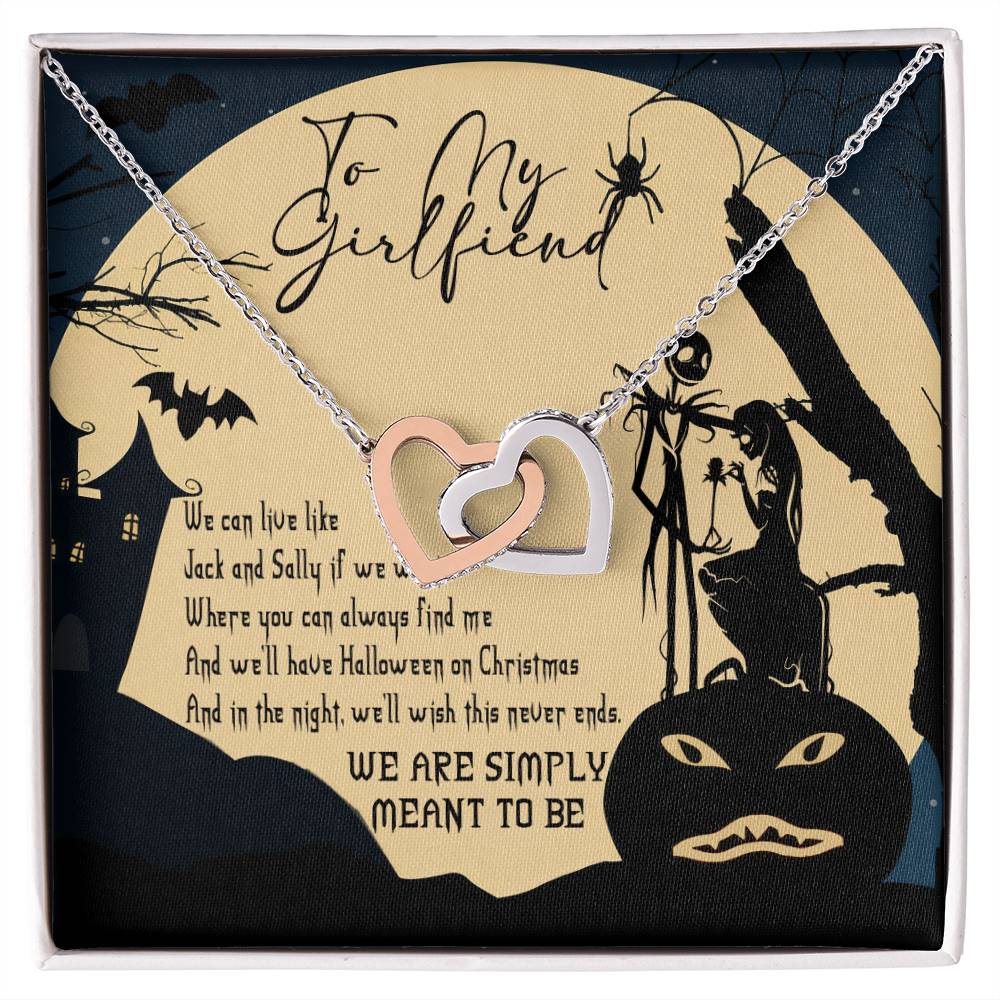 To My Girlfriend Necklace Halloween Gift Interlocking Hearts Necklace