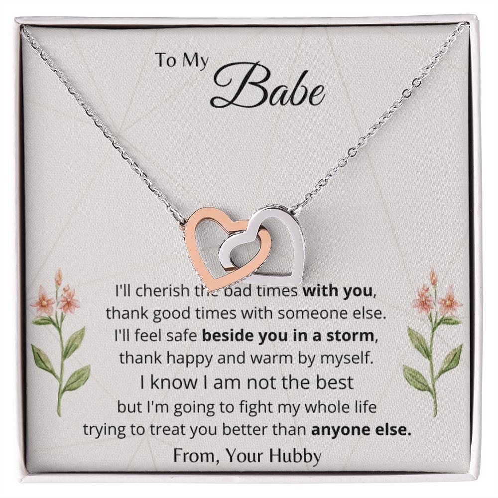To My Babe Interlocking Hearts Necklace