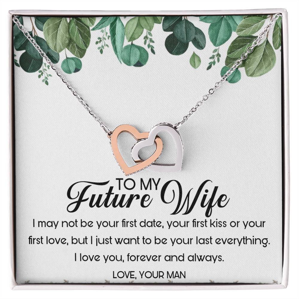 To My Future Wife Interlocking Hearts Necklace Message Card