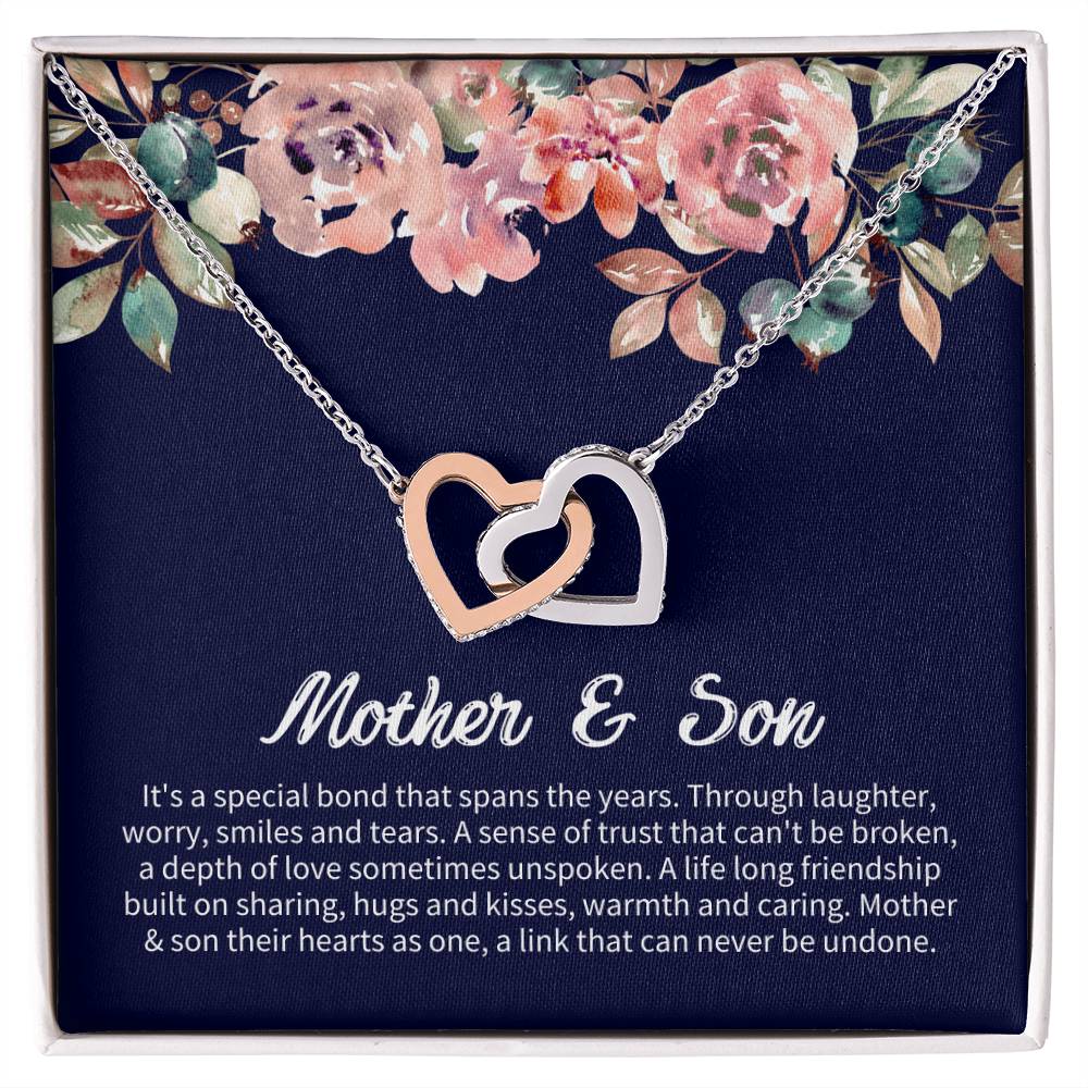 Mother &amp; Son It&#39;S A Special Bond Interlocked Heart Necklace Interlocking Hearts Necklace
