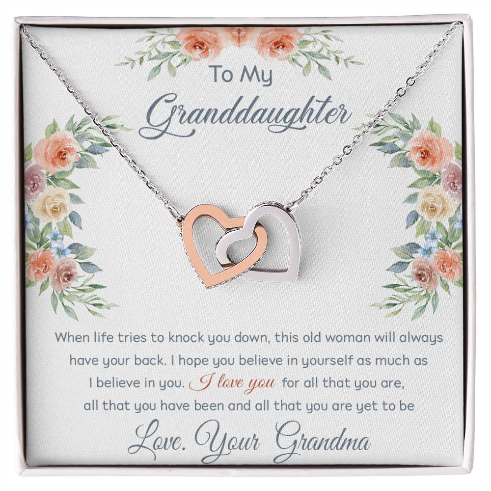 I Love You - Best Gift For Granddaughter Interlocking Hearts Necklace